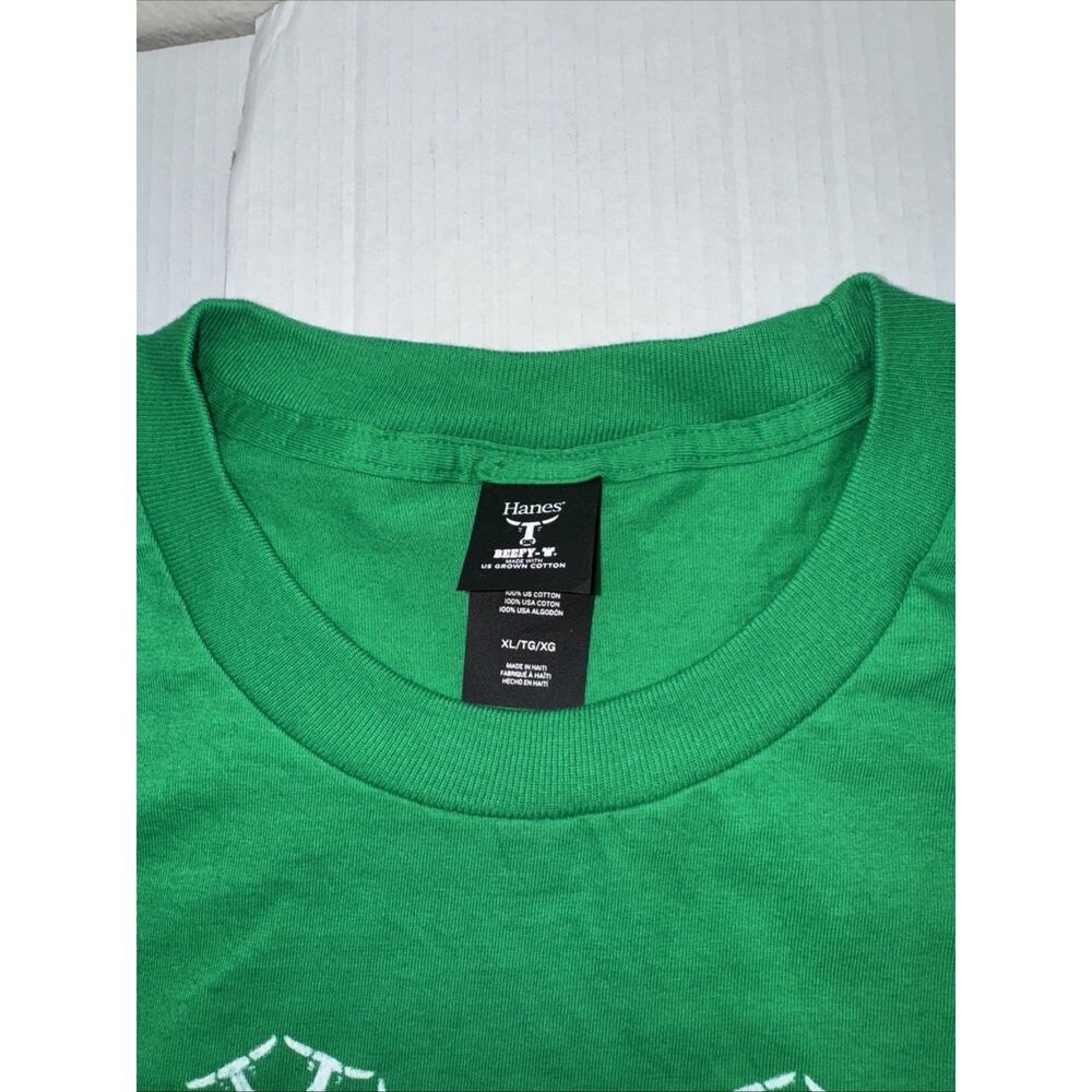 Hanes Beefy-T Graphic‎ Print Men's XL T-Shirt Green - Picture 2 of 8